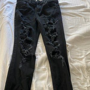 Alice and Olivia Black Ripped Skinny Jeans